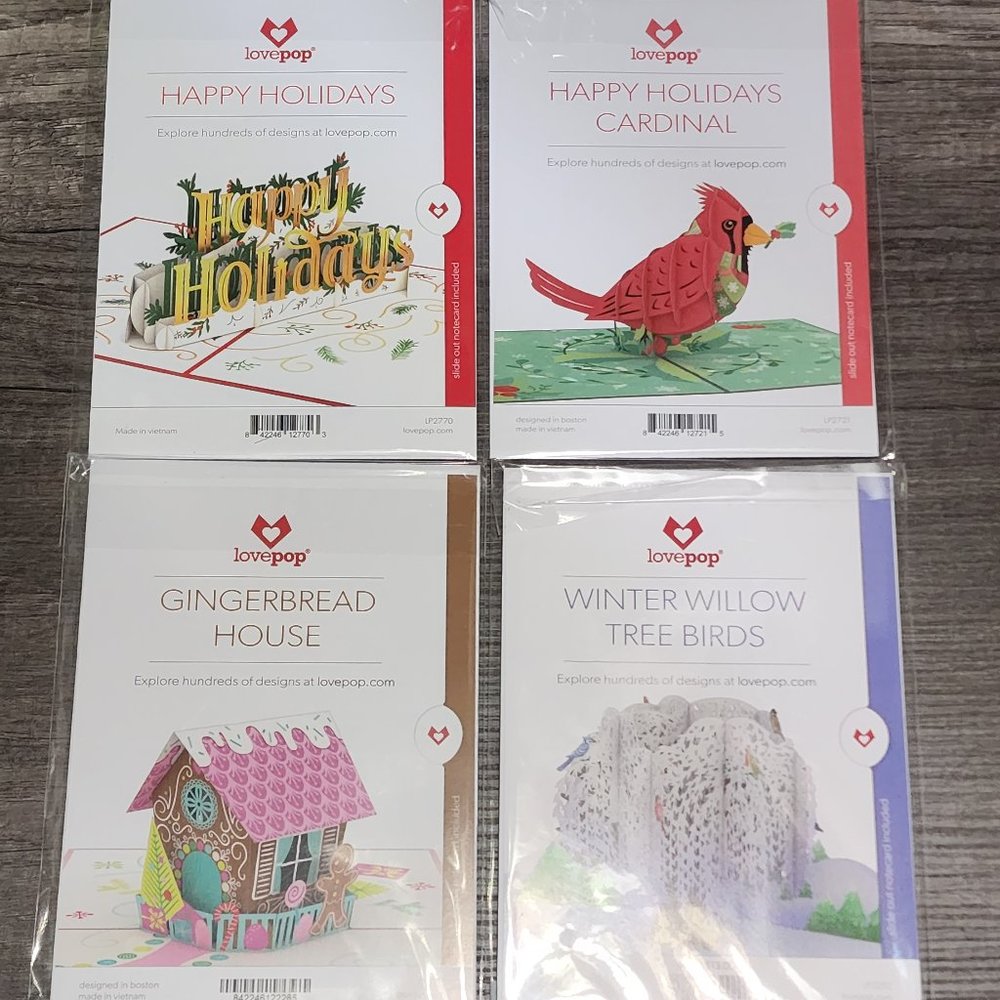 Lovepop Holiday / Christmas card set - 7 cards plus gift tags